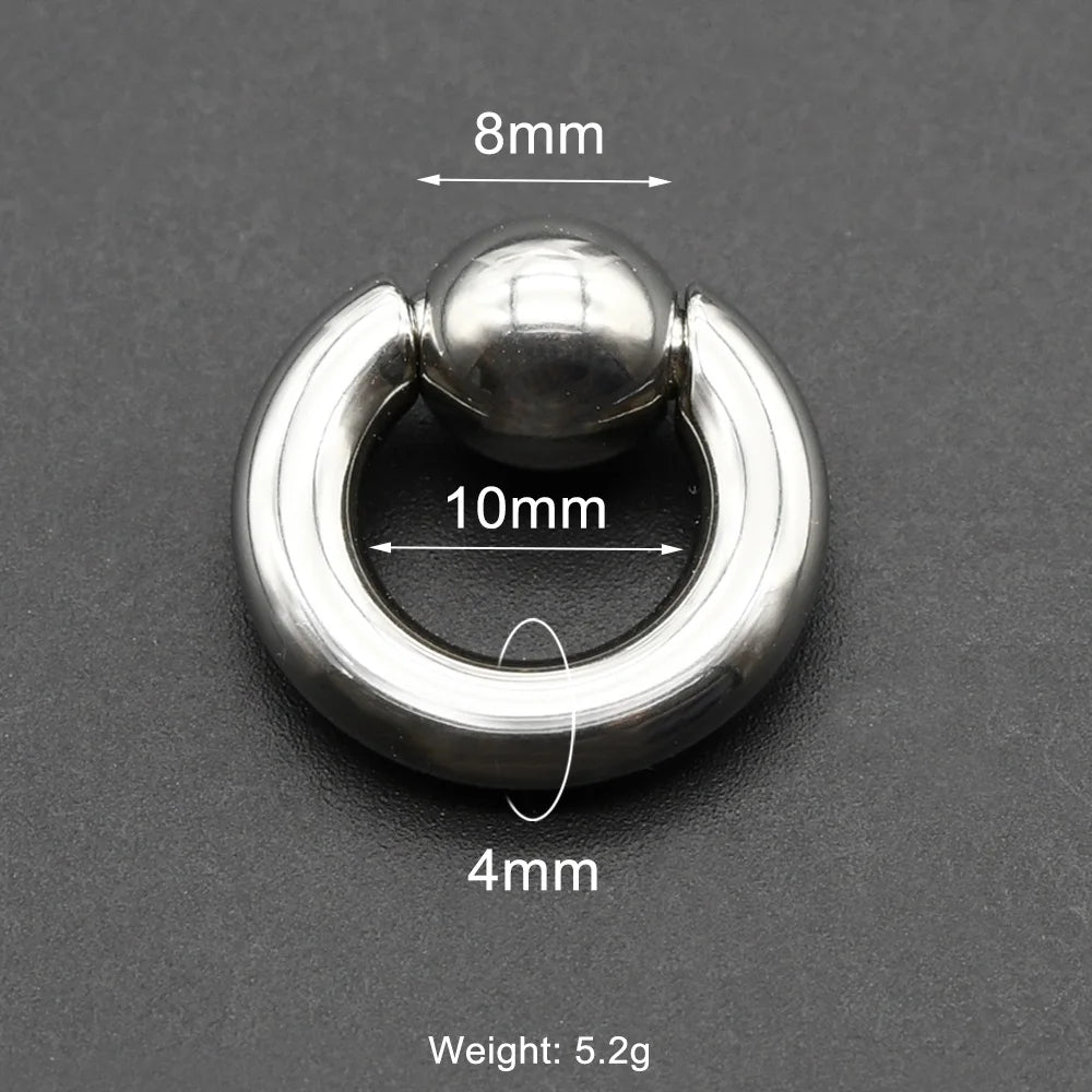 1Pc Large Gauges Stainless Steel CAPTIVE SPRING BEAD RING for Septum Piercing BCR Nose Ring Hoop Expander Earlobe Earrings 00G 4x10-8mm 1 Piece