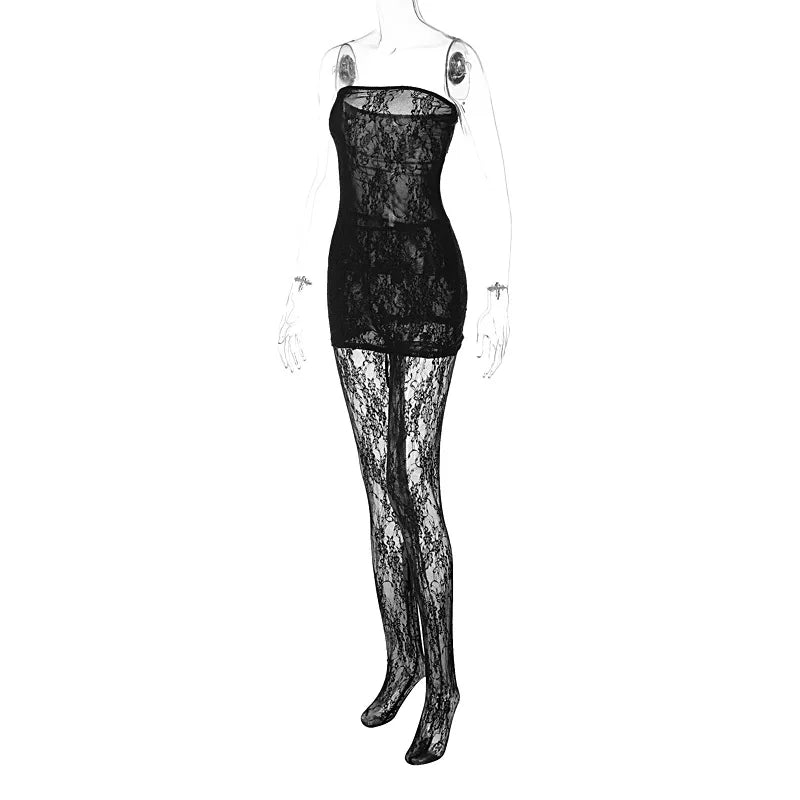 Joskaa Holiday Set Outfit For Women Black Red Lace Baddie 2 Piece Sets Outfits 2024 New Beach Sexy Leggings Club Party Outfit