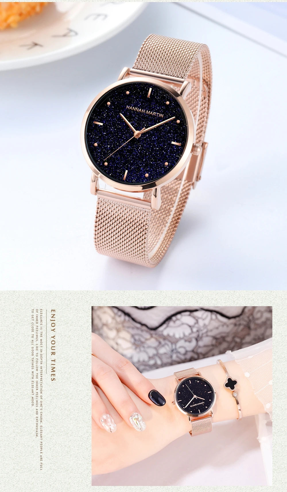 2025 New Women's Luxury Watch Matte Dial Japanese Quartz Movement Stainless Steel Mesh Strap Hannah Martin Brand Original Watch