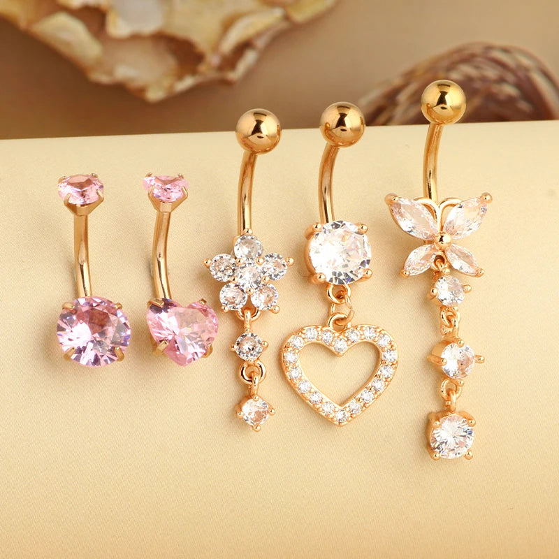 5PCS Cute Dangle Belly Ring Pack 14G Navel Piercing Bulk Sexy Belly Ring Set Belly Button Ring Lot Pircing Ombligo Jewelry style13