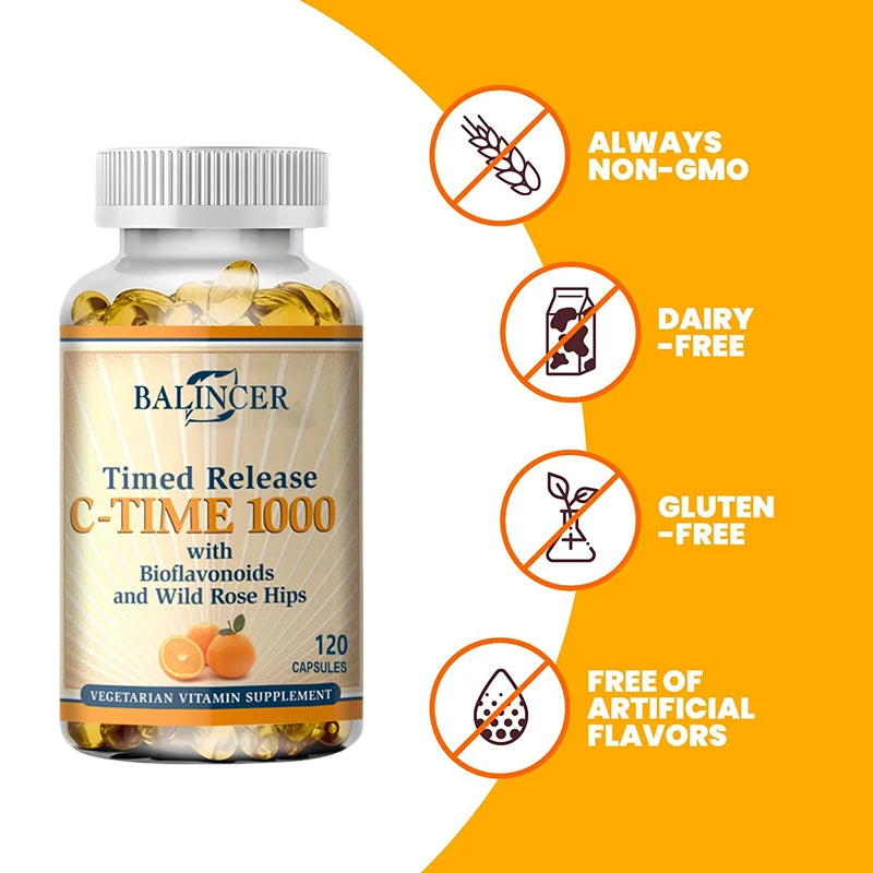 1000 Mg Vitamin C Contains Wild Rosehips-Promotes Collagen Production, Boosts Immunity, Strong Antioxidant, Supports Skin Health