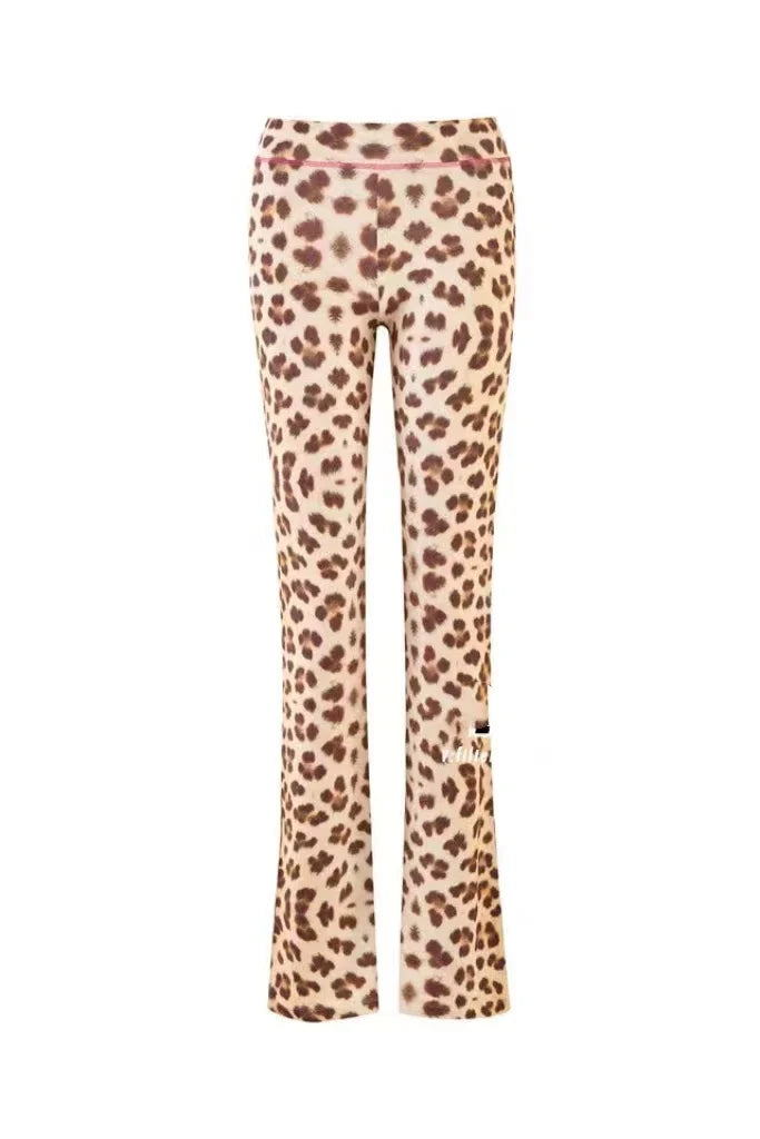slim fit shoulder floral print bright line design slim fit hooded zipper short jacket pants for women leopard pants