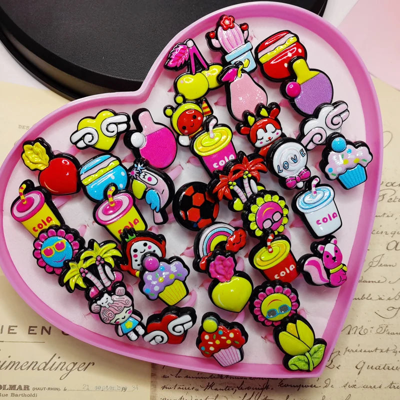 10pcs/lot Children's Cartoon Rings Candy Flower Animal Bow Shape Ring Set Mix Finger Jewellery Rings Kid Girls Toys Anillo 34