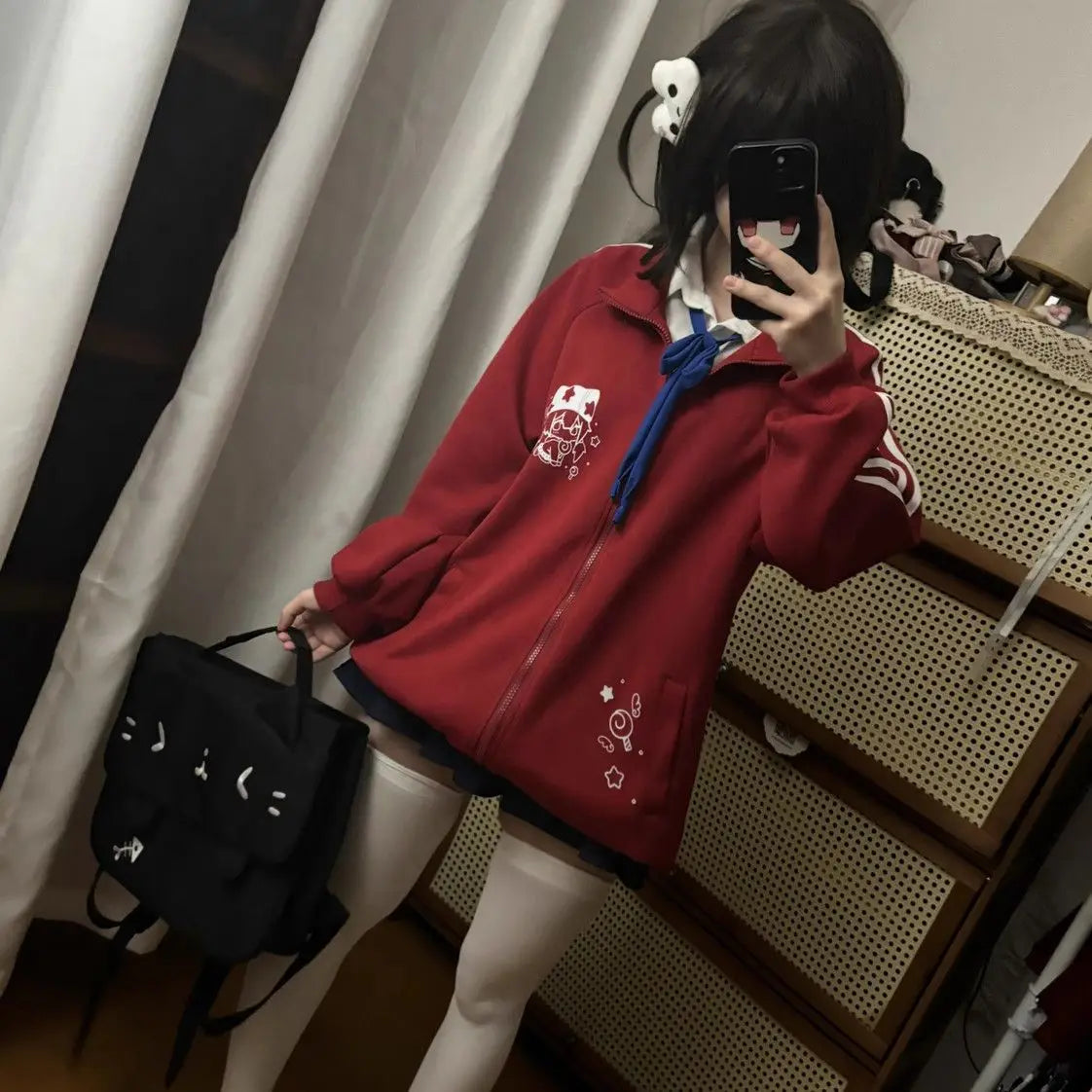 Preppy Style Fashion Cute Japanese Zip Up Cardigan Harajuku Punk Grunge Loose Turn Down Collar Y2k Hoodies Casual Sweatshirts Badiee Stylez