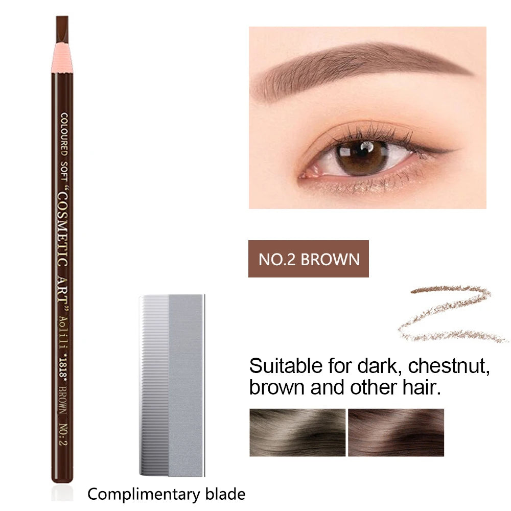 Eyebrow Pencil Waterproof Eyebrow Enhancers Long Lasting Brow Cosmetics Professional Makeup Brow Lift Feather Eyebrow Pencil NO.2 BROWN CHINA