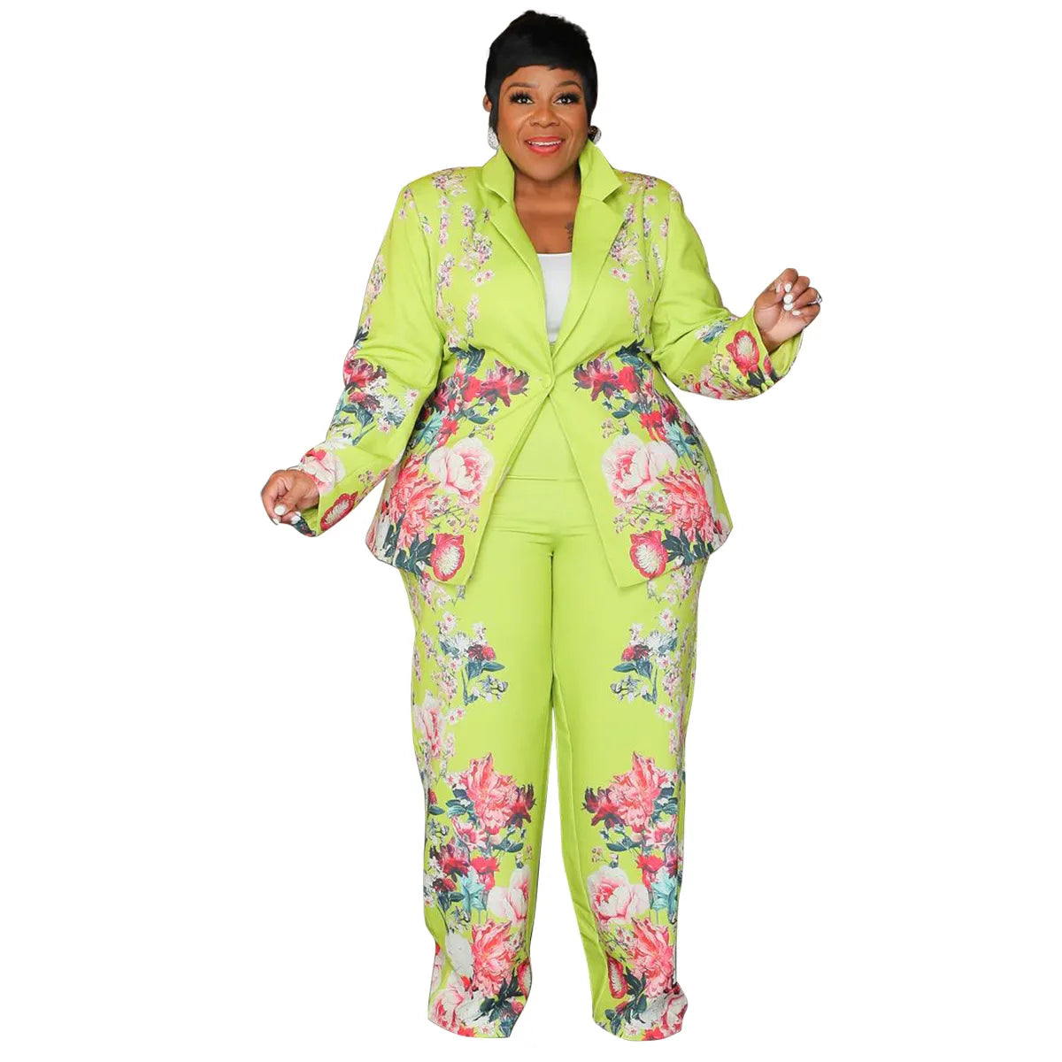 2 Piece Women Sets 2024 New Arrival Plus Size Autumn Winter Matching Two Pieces Sets Blazers Top Pants Suits Outfits Clothing