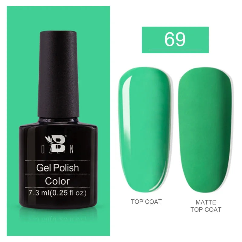 AWStorG15ml 2 IN 1 Crystal Top Coat Transparent Soak Off UV LED Nails Art Manicure Gel Nail Polish Varnishes Primer Function Gel 7.3ml color gel 69