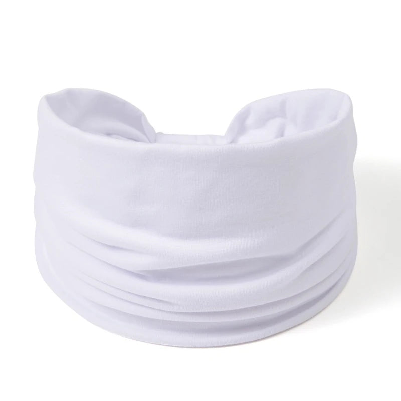 Wide -Side Elastic Band Woman Yoga Hairbands Solid Color sports Hair Band tie Bandanas Fashion Headband Headwear Turbans TM01-3 white