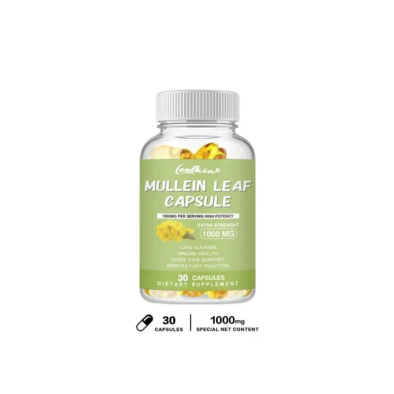 Mullein Leaf - Clear Lungs and Detoxify, Breathe Healthily, Relieve Headaches Supplement 30 Capsules