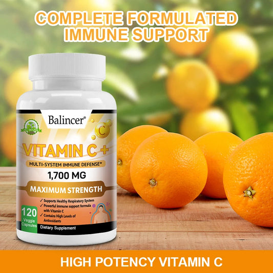 Vitamin C supplement, ascorbic acid, zinc and elderberry boost the immune system. Powerful Antioxidant, 120 Capsules ,