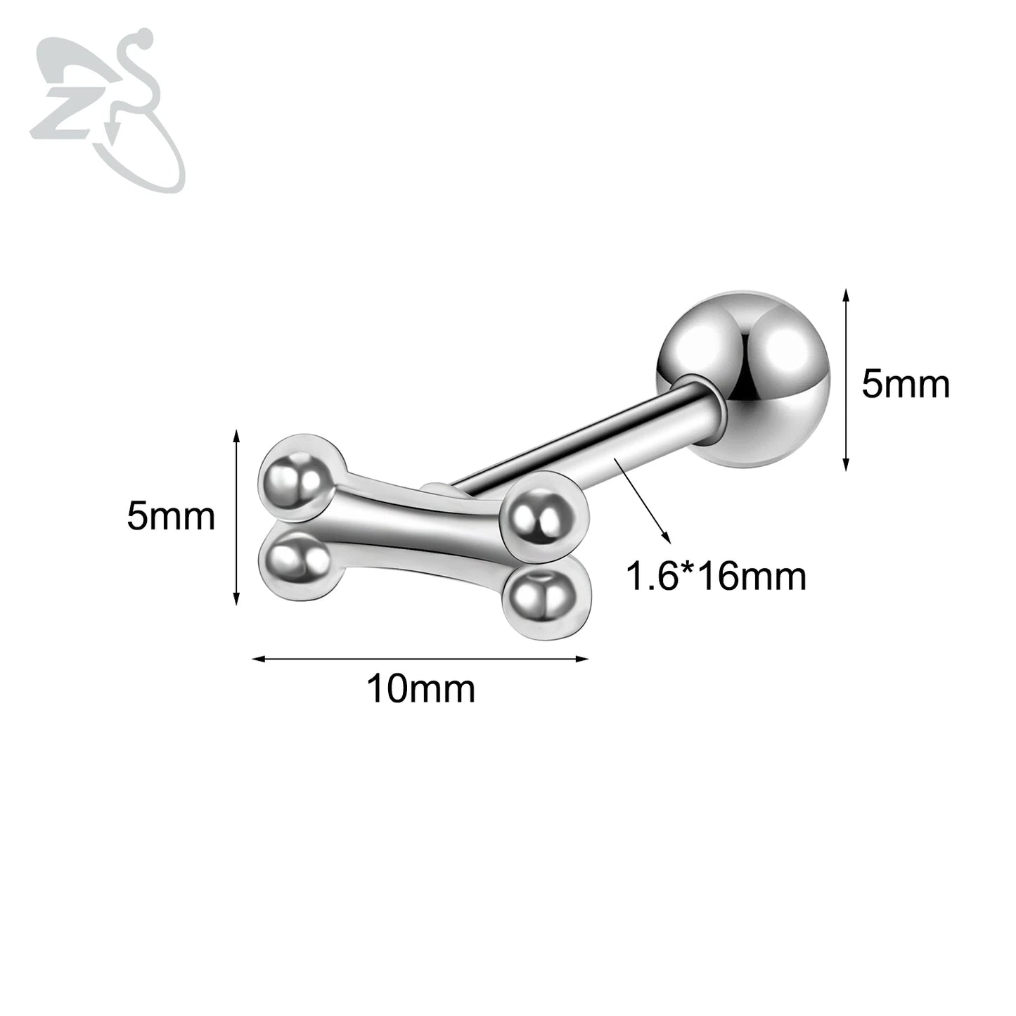 ZS 1 Piece 14G Stainless Steel Tongue Piercing Ring Colorful Butterfly Bone Tongues Stud Punk Skull Snake Body Piercings Jewelry Style 5