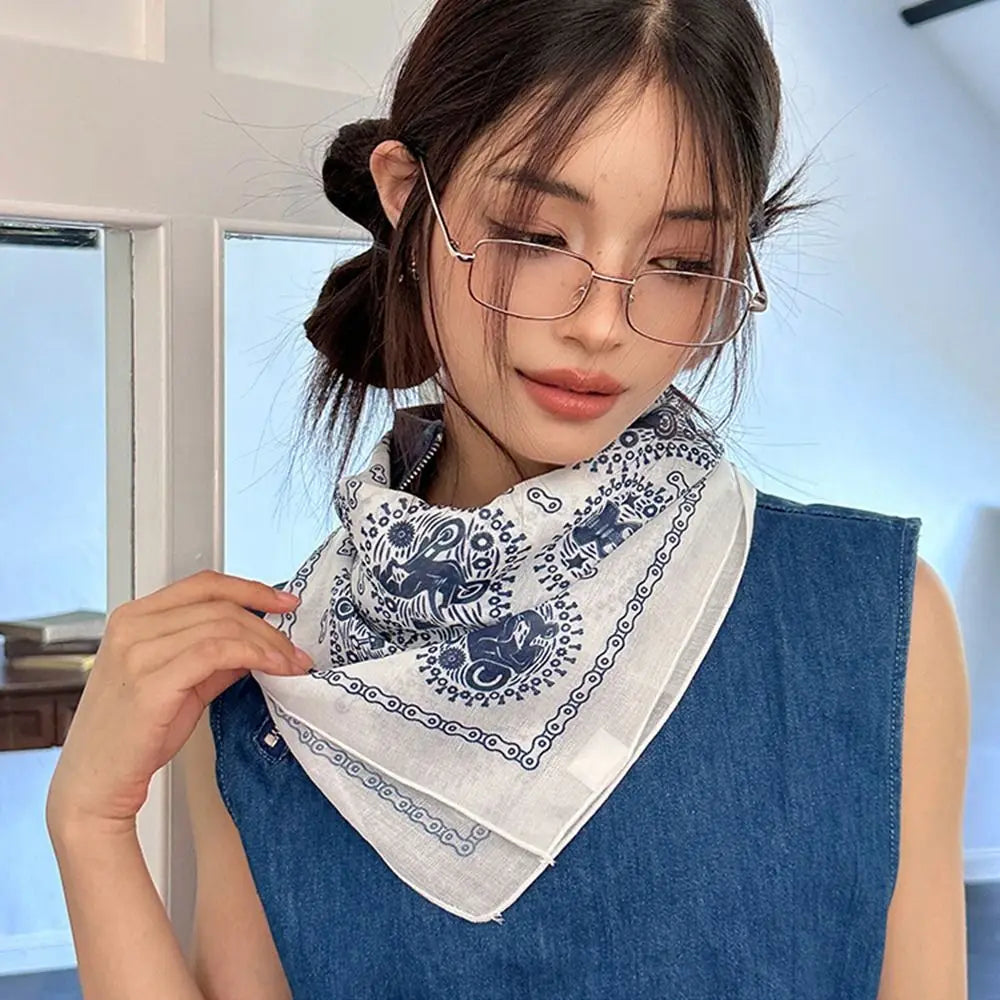 Fashion 58x58cm Hair Scarf Soft Breathable Headband Vintage All-match Silk Scarf