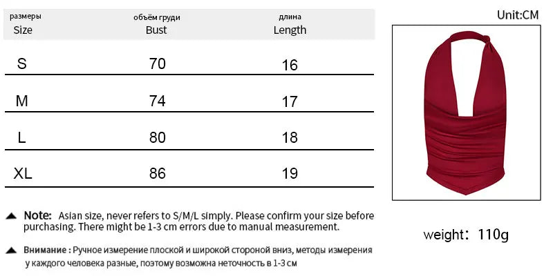 Summer New Women's Tank Streetwear Fashion Halter Low Chest Top Red Sexy Vest Casual Slim Lady Club Party Versatile Top Clothing