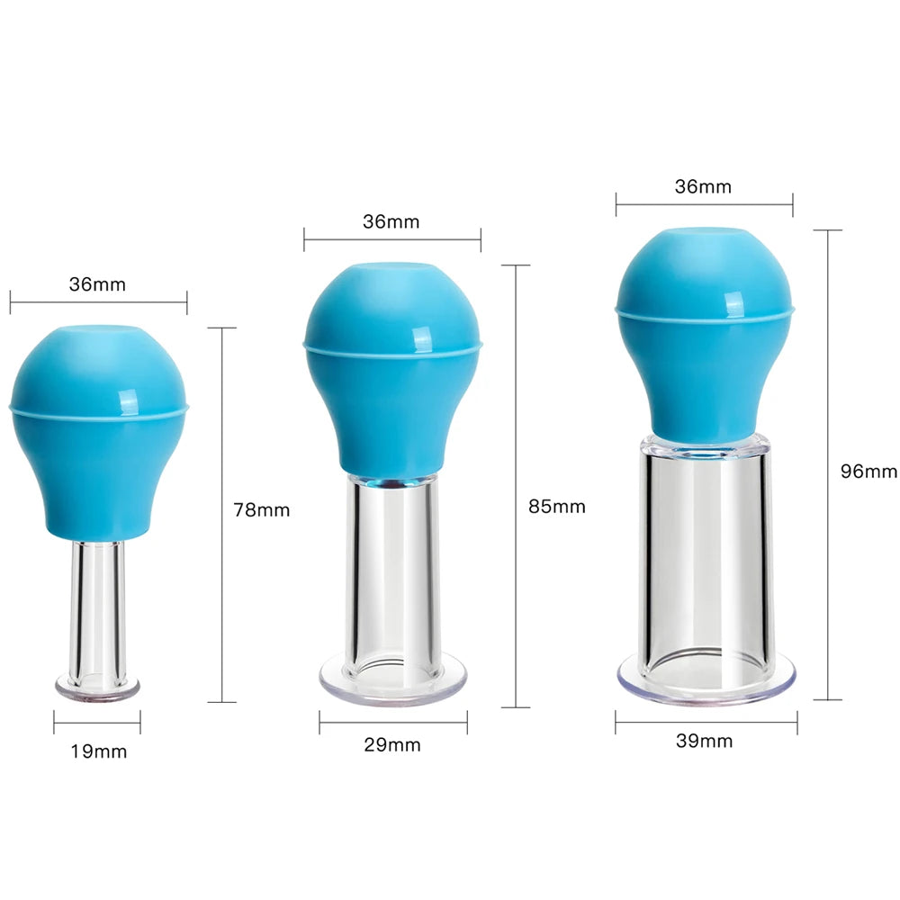 Facial Massage Cups Vacuum Cupping Skin Lifting Anti Cellulite Massager for Face Pvc Body Cups Skin Scraping Massage Jar Blue-SML