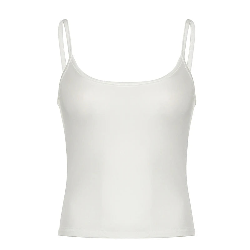 Basic Solid Camis Summer Casual Sleeveless Spaghetti Strap Top Women Harajuku All-match Cropped Tops y2k Vintage Clothing
