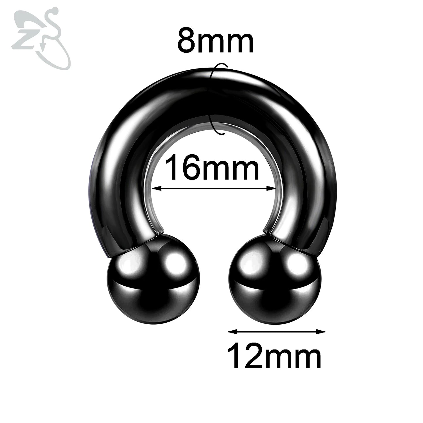 ZS 1 Piece 2/4/6/8G Black Color Stainelss Steel Horseshoe Nose Ring Men Punk Large Gauge Piercings Ear Expander Septum Piercing Style 10