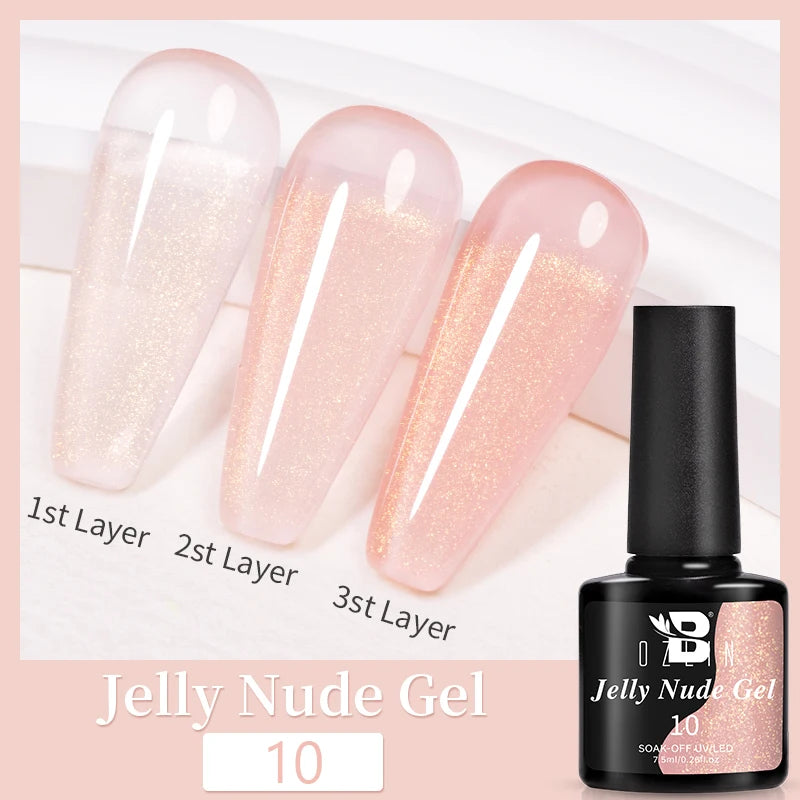 AWStorG15ml 2 IN 1 Crystal Top Coat Transparent Soak Off UV LED Nails Art Manicure Gel Nail Polish Varnishes Primer Function Gel Jelly Nude 10