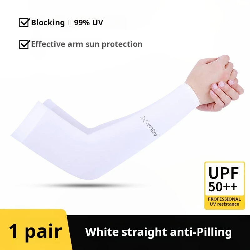 Summer UV protection Breathable Sun Protection Sleeves Breathable UV Protective Gear for Sports Driving Outdoor Adventures One Size WHITE