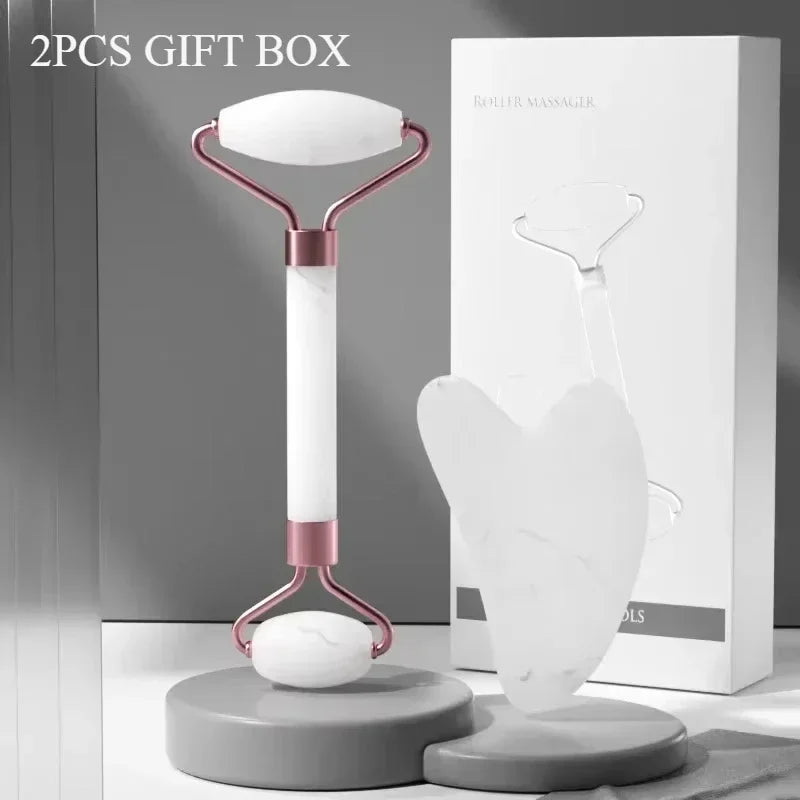 Gua Sha Roller Massager Roller for Face Neck Eye Resin Facial Massage Instrumenr Beauty Health Care Scraping Board Skin Care 2pcs White box
