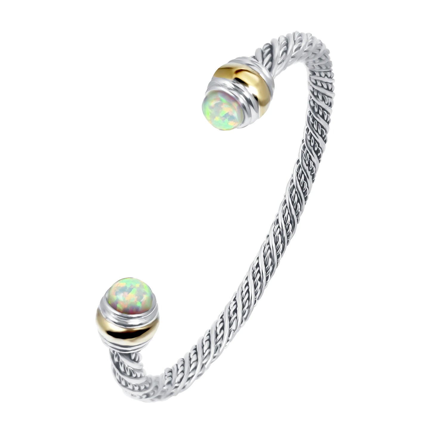 1PC Cable Bracelet for Women Gemstone Open Cuff Bracelet Bangle Bracelet Pearl Bracelet for Girls Best Gift for Women Friend White Opal