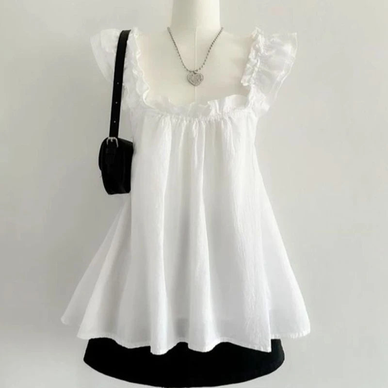 Y2K fashion retro clothing from the charming sweet sexy floral slender punk baby T-shirts streetwear halter tops aesthetic women white 1