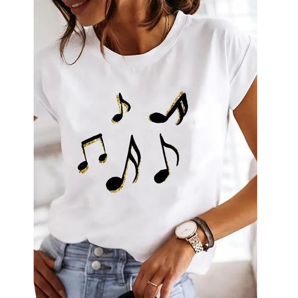 Love Heart Print Women Summer T Shirt Girl O Neck Funny Y2K Tops Tee Female 90s Casual Clothing LAQA33364