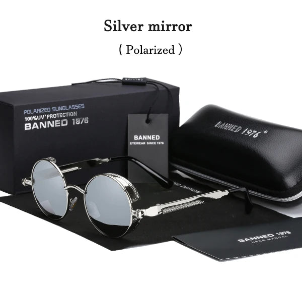 2022 HD Polarized Round Metal Sunglasses UV400 Men's Sun glasses Feminin Women's Vintage Gafas De Sol Metal Goggles With box mirror original box