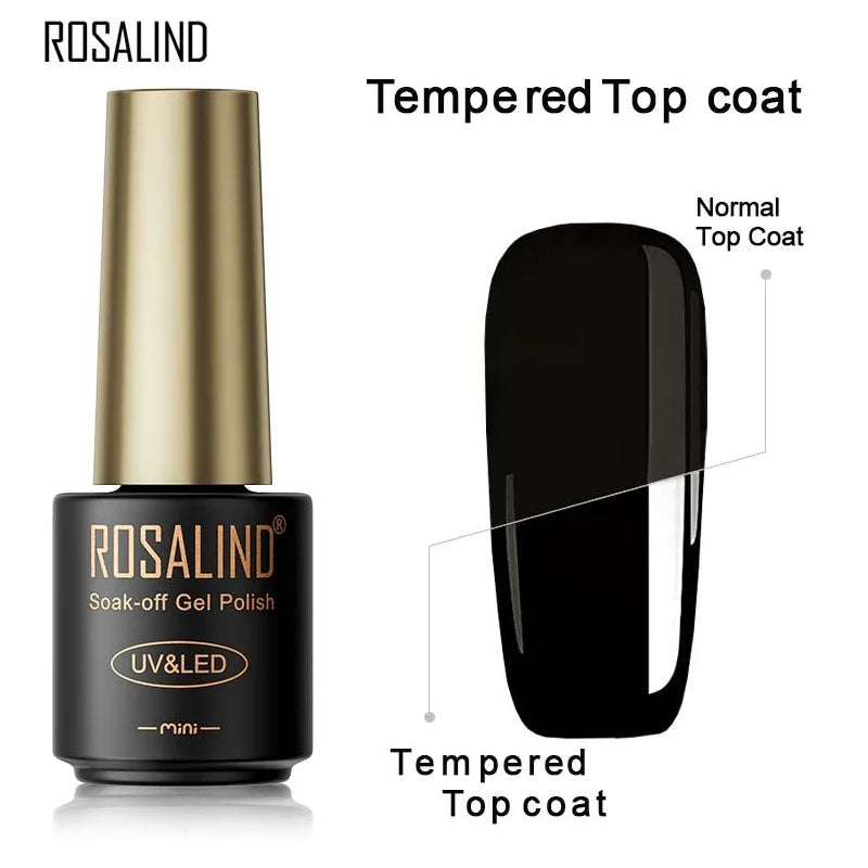 ROSALIND Hot-sale Bottle Gel Nail Polish Vernis Semi Permanent Primer Top Coat Bright Classic For Nail Art Design LED/UV Lamp RATTOP