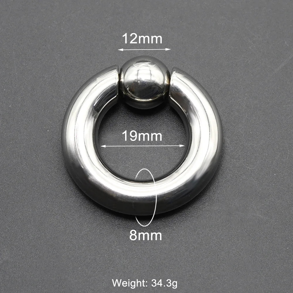 1Pc Large Gauges Stainless Steel CAPTIVE SPRING BEAD RING for Septum Piercing BCR Nose Ring Hoop Expander Earlobe Earrings 00G 8x19-12mm 1 Piece