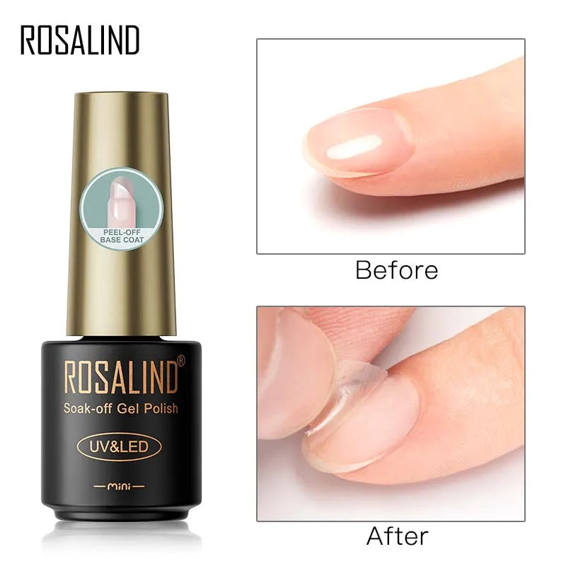 ROSALIND Hot-sale Bottle Gel Nail Polish Vernis Semi Permanent Primer Top Coat Bright Classic For Nail Art Design LED/UV Lamp RAKBBASE