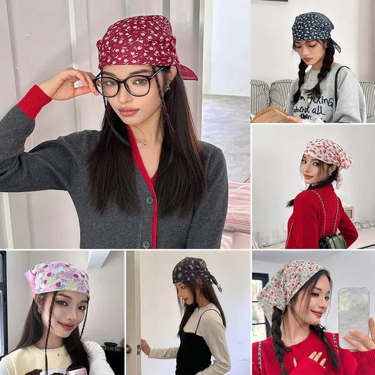 Fashion 58x58cm Hair Scarf Soft Breathable Headband Vintage All-match Silk Scarf