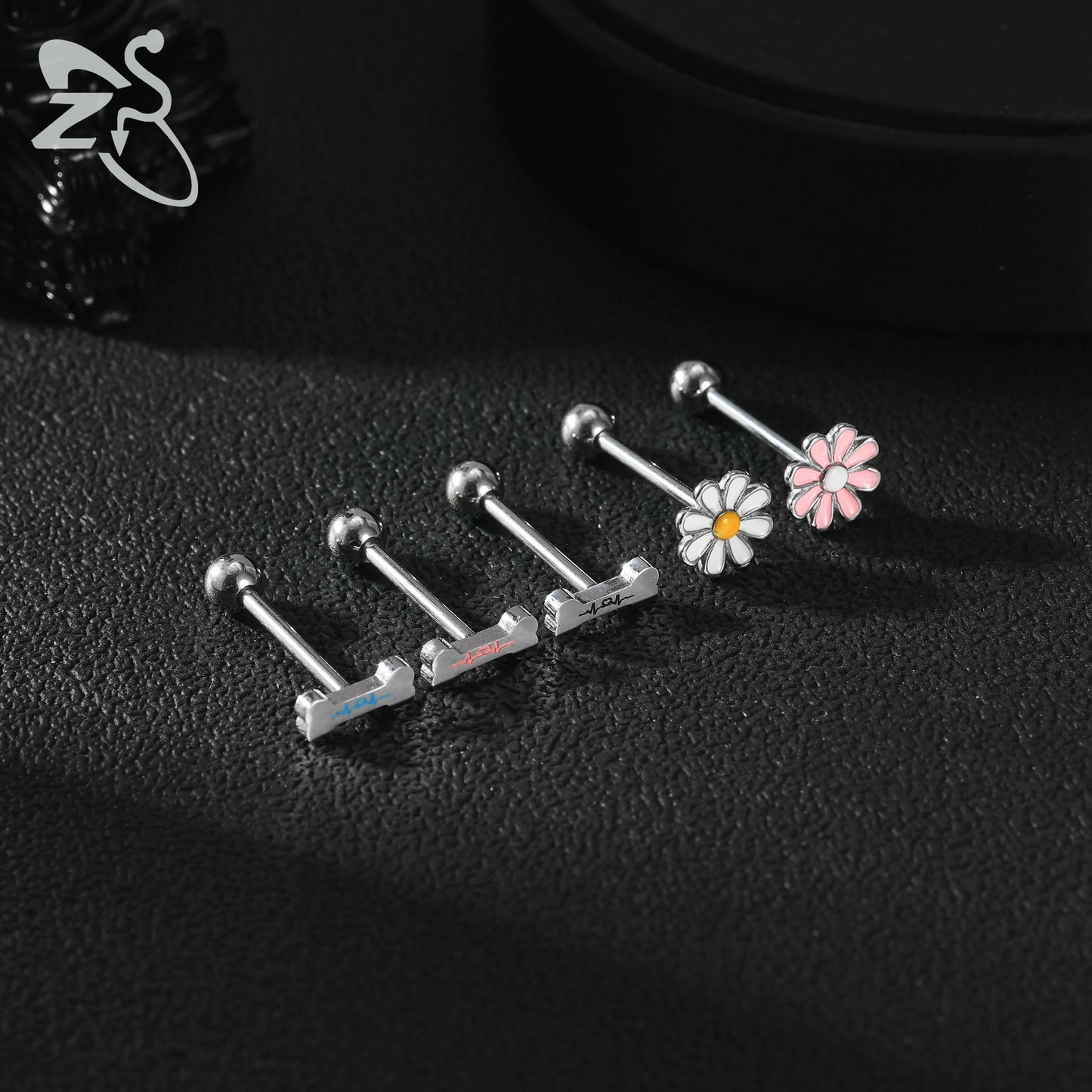 ZS 1 Piece 14G Stainless Steel Tongue Piercing Ring Colorful Butterfly Bone Tongues Stud Punk Skull Snake Body Piercings Jewelry