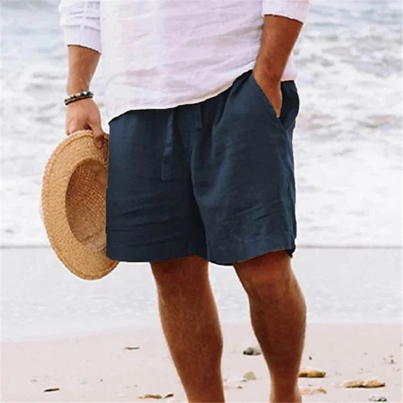 2025 New Summer New Men's Cotton Linen Breathable Shorts Hawaii Beach Pants Male Solid Color Trousers Loose Versatile Streetwear Badiee Stylez