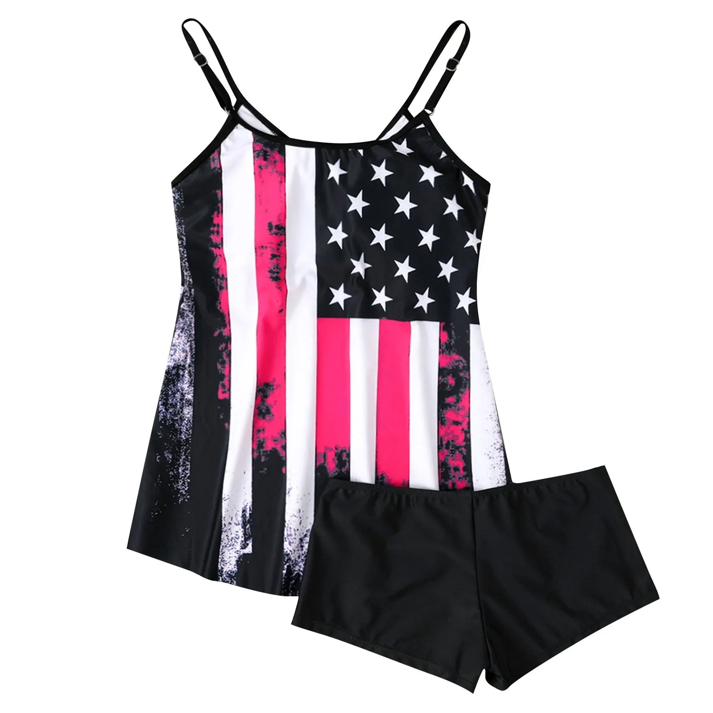 Plus size women's split swimsuit sexy slim printed sling bikini swimwear beach conservative swimsuits two-piece set beachwear