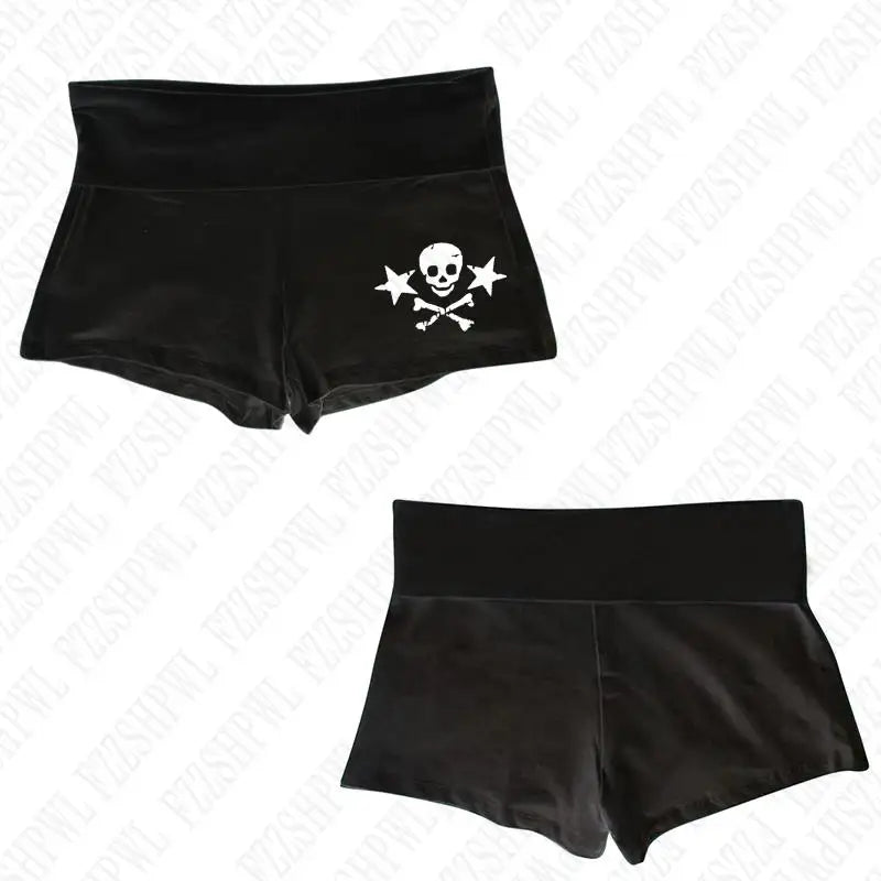 Y2k Shorts Skull Print Streetwear Gothic Graphic Camis Summer Vintage Hip Hop Sleeveless EGirl Dark Punk Sexy Harajuku Crop Top Hei 2