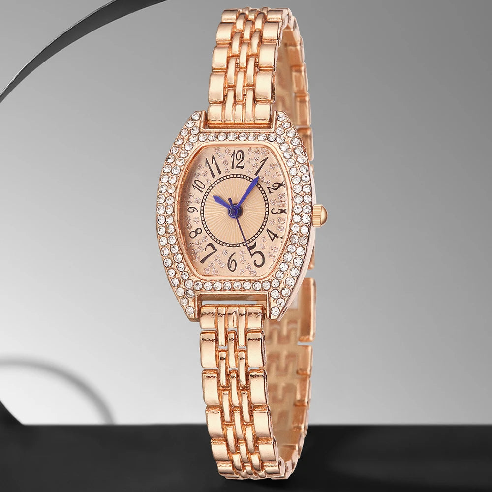 1PCS Women's Luxury Trendy Digital Scale Quartz Watch Suitable for Daily Clothing Matching as a Gift for Friends and Mothers Rose