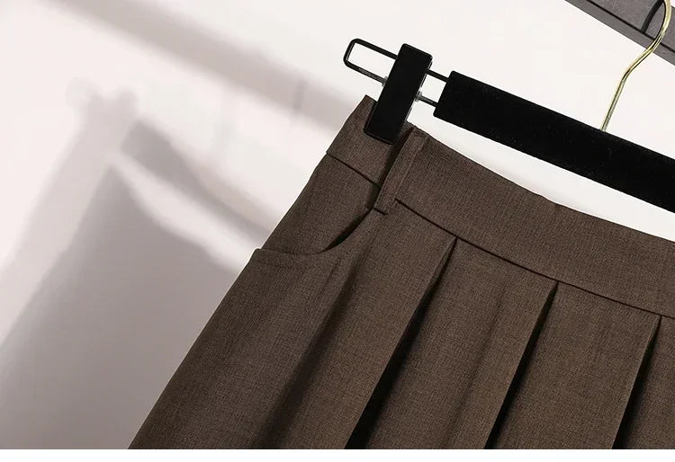 2025 Solid Color Versatile Medium Length Skirt Pleated Plus Size A-Line Maxi Gown Cover Hip Spring Summer New Half-length Skirt
