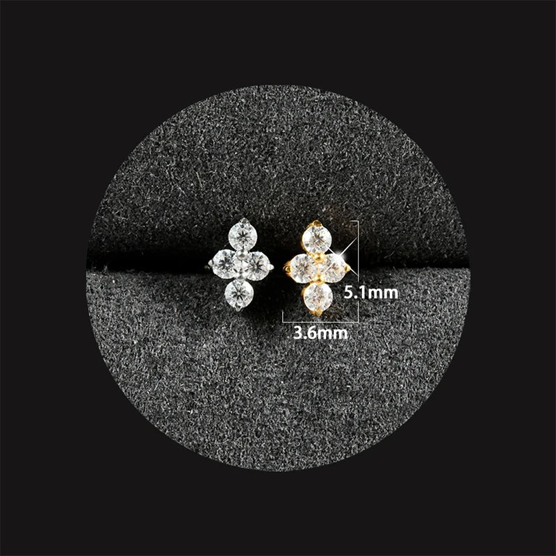 1PC ASTM F136 Titanium Flower CZ Labret Stud Internal Thread Piercing Lip Stud Daith Conch Earring Piercing Jewelry Wholesale NO 2 Labret, Lip Piercing Jewelry