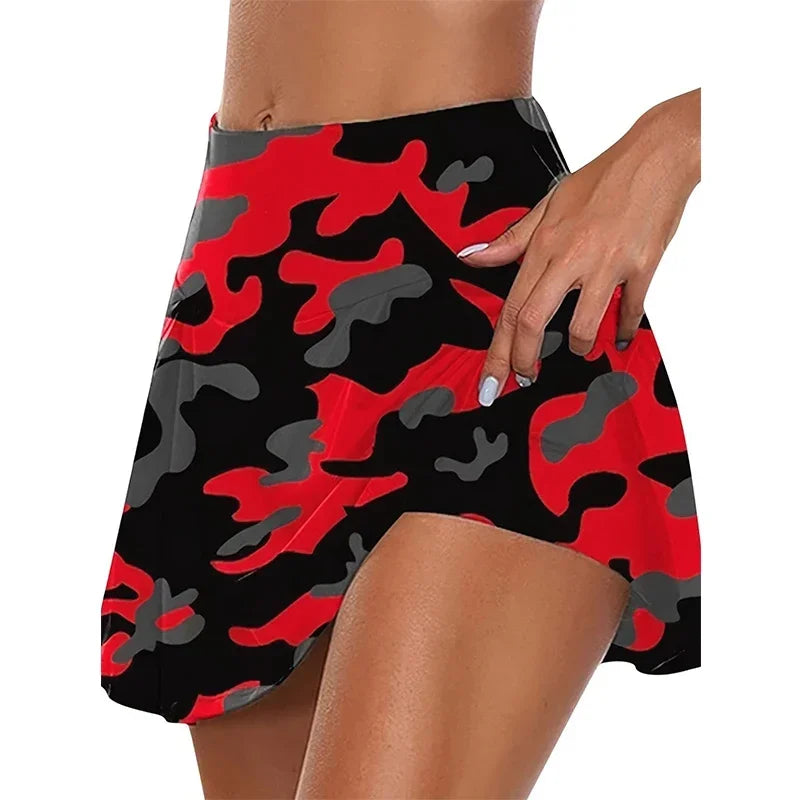 12 Colour Leopard Print Butt Lifting Skorts Casual Summer Workout High Waist Shorts Women's Clothing Red