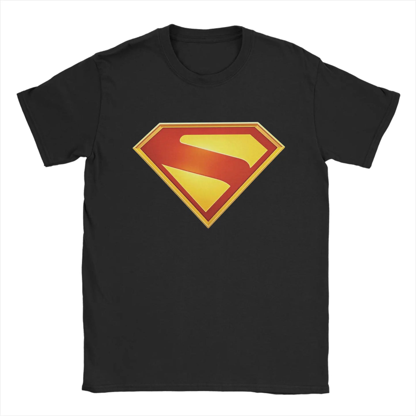 Supermans Logo Pure Cotton T-Shirt For Men's Beach Aesthetic T Shirts Round Neck Hipster Tees Oversized Custom DIY Clothes black