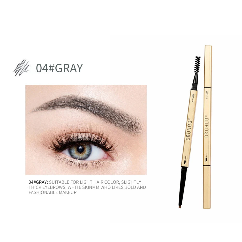 Makeup for Women Waterproof Eyebrow Enhancer Pen with Double Head Pencil and Brush Long Lasting Eye Brow Cosmetics Easy to Wear Gray