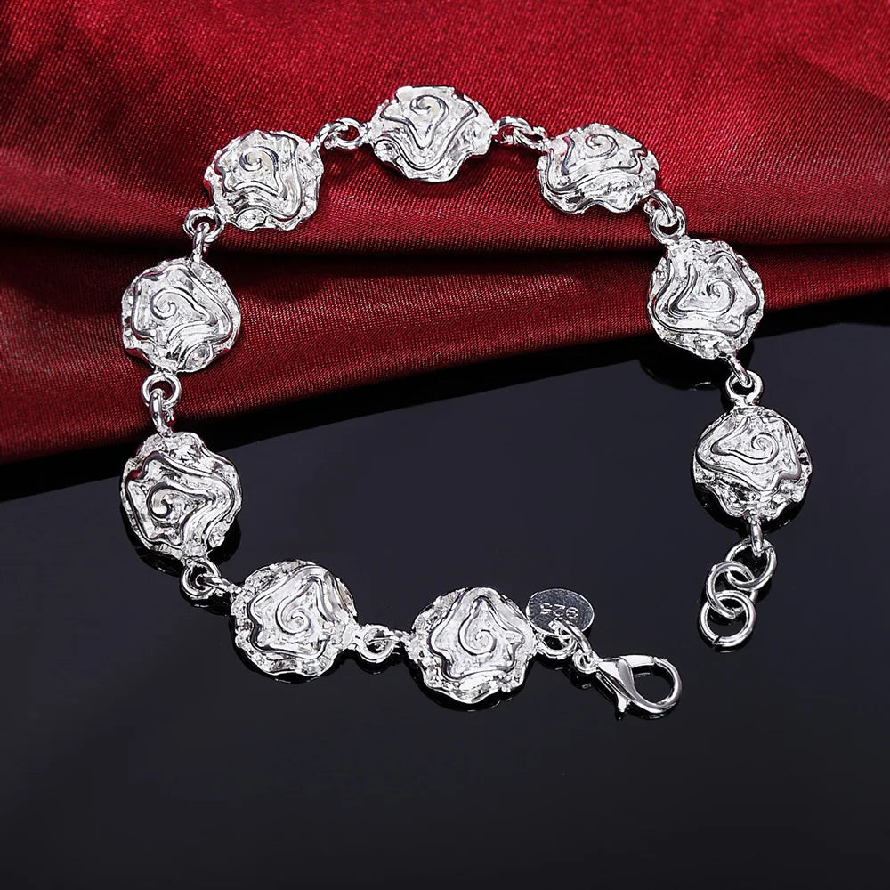 New High quality 925 Sterling Silver 4MM Women Men chain Male Twisted Rope Bracelets Fashion Silver Jewelry H135