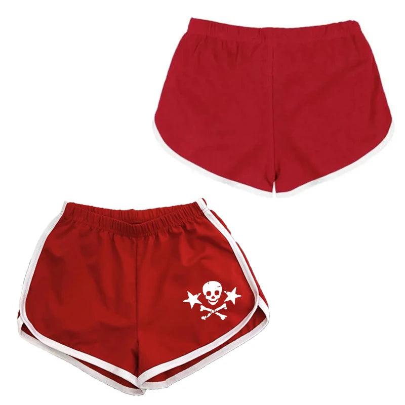 Y2k Shorts Skull Print Streetwear Gothic Graphic Camis Summer Vintage Hip Hop Sleeveless EGirl Dark Punk Sexy Harajuku Crop Top Mint