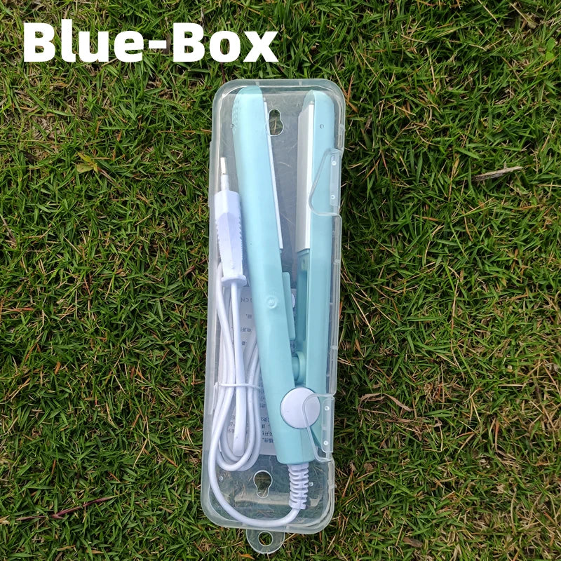 3 in 1 Hair Iron High Quality flat iron Straightening hot comb mini professional hair straightener & Curling Iron Styling Tools Blue-Box