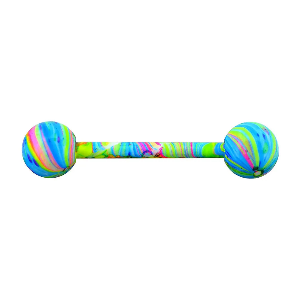 1PCS/4PCS 14G Stainless Steel Tongue Rings Barbell Rainbow Colorful Tongue Bar Piercing Body Jewelry 1PC C 1.6x16mm