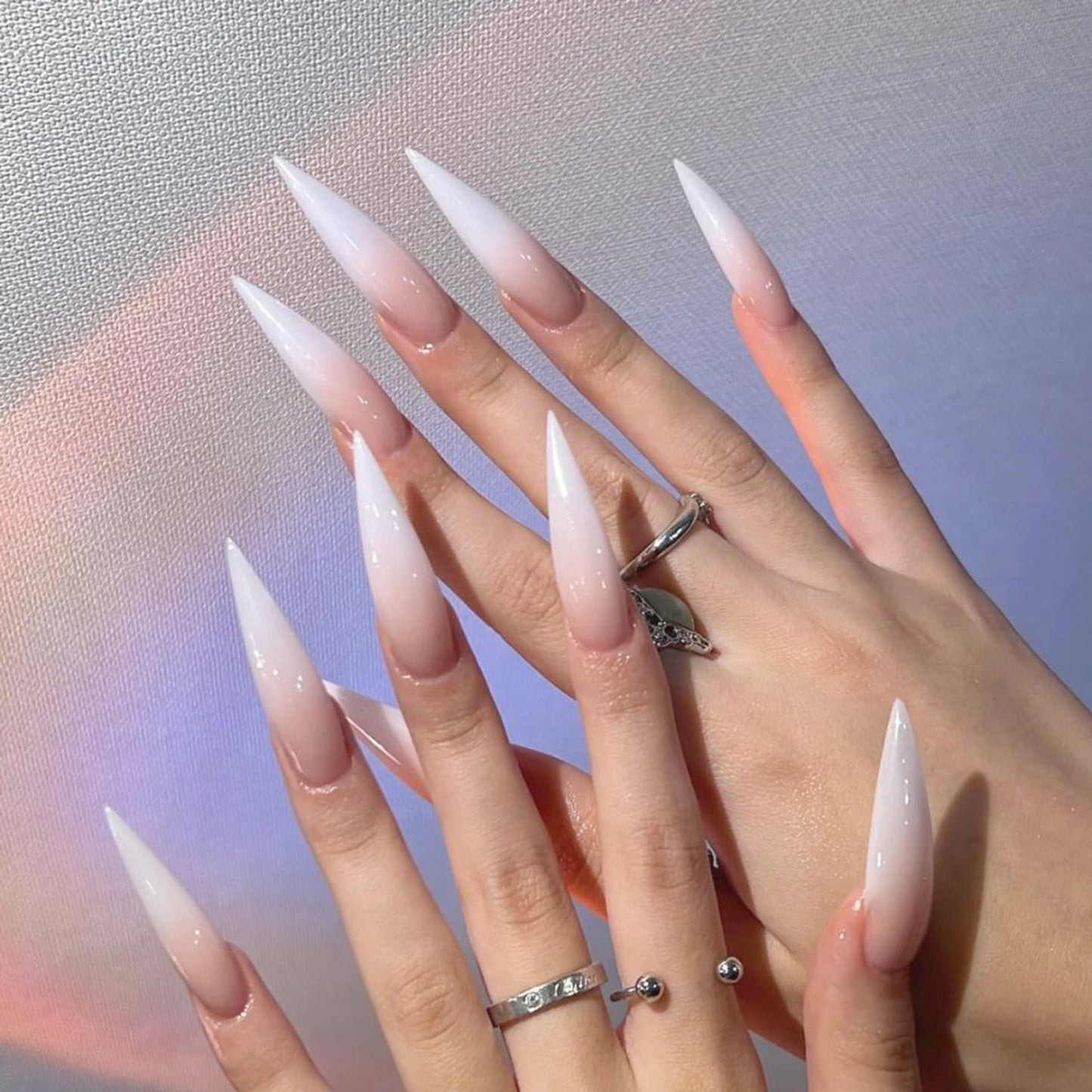 24pcs Glossy Black Fake Nails Set Press On Nail Tips Solid Color Long Stiletto Removable Artificial Nails Decoration Nail Art style17