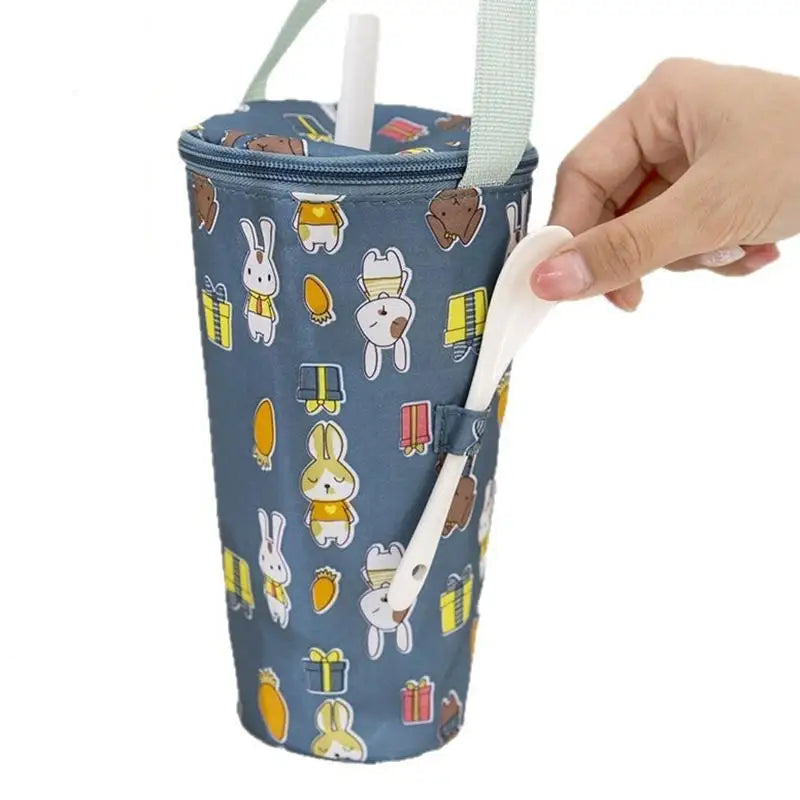 Portable Milk Tea Tote Bag Heat Preservation Bag Carrying Insulated Cup Cover Umbrella Bag Handbag Camping Drinkware Accessories