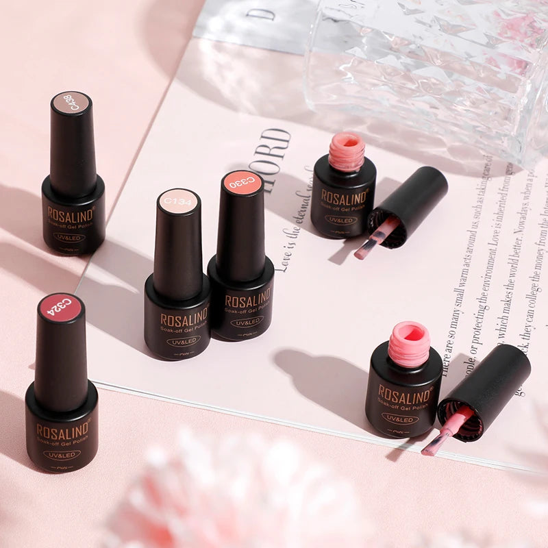 ROSALIND Hot-sale Bottle Gel Nail Polish Vernis Semi Permanent Primer Top Coat Bright Classic For Nail Art Design LED/UV Lamp