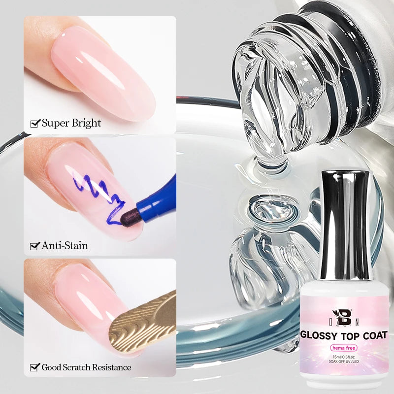 AWStorG15ml 2 IN 1 Crystal Top Coat Transparent Soak Off UV LED Nails Art Manicure Gel Nail Polish Varnishes Primer Function Gel Glossy Top