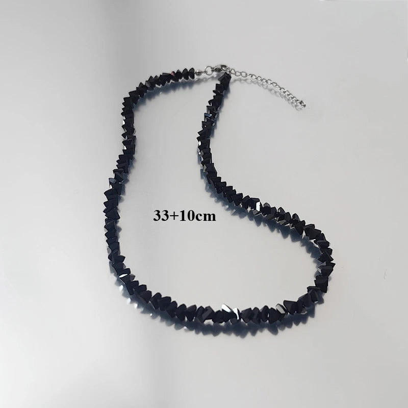 Shiny Transparent Crystal Irregular Beaded Bracelet for Women Korean Mulit-cut Pink Glass Chain on the Hand Jewelry Girls Gifts Black Long